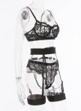 Erotic Lace Black Galter Lingerie Set