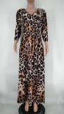 Autumn Plus Size Print Leopard Wrap Long Maxi Dress with Matching Belt