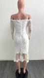 Autumn Formal White Lace Sweetheart Mermaid Party Dress