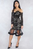 Autumn Formal Black Lace Sweetheart Mermaid Party Dress