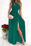Summer Formal Cut Out One Shoulder Slit Green Evening Dress