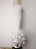 Autumn Formal White Strapless Mermaid Party Dress