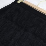 Autumn Formal Black High Waist Fringe Pencil Skirt