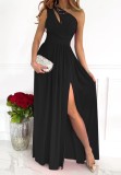 Summer Formal Cut Out One Shoulder Slit Black Evening Dress