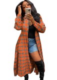 Autumn Casual Plaid Print Long Blouse with Long Sleeves