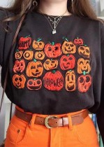Zwart Halloween-sweatshirt met pompoenprint