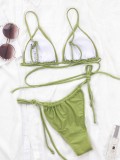 Two-Piece Green Sexy Halter Thong Swimwear