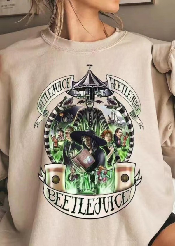 Beetle Print O-Neck Halloween Sweatshirt