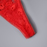 Christmas Sexy Red Lace Bra and Panty Lingerie Set