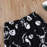 Kids Girl Skull Print Top and Pants 2PC Halloween Suit