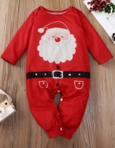 Baby Girl Santa Claus Print Roter Weihnachtsstrampler