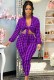 Fall Sexy Purple Frint Tie-knotted Long Sleeve Crop Top and Skinny Pants Set