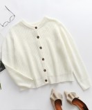 Winter Casual White Basic Long Sleeve Sweater