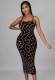 Summer Sexy Black Leopard Print Straps Dress
