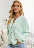 Winter Casual Green Button Up Sweater