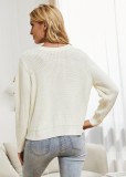 Winter Casual White Basic Long Sleeve Sweater