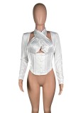 Fall Sexy White Hollow Out Long Sleeve Shaper Top