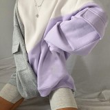 Fall Casual Colors Patchwork Oversize Hoodies with Pocket Sleeve