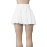 Fall Sexy White Midi Pleated Skirt