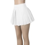 Fall Sexy White Midi Pleated Skirt