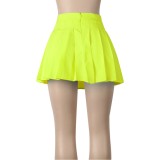 Fall Sexy Yellow Midi Pleated Skirt