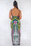 Summer Formal Colorfull Sequin Strap Long Evening Dress