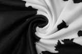 Fall Black And White Print Long Sleeve Long Dress
