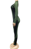 Winter Green Contrast Fitting Long Sleeve Zipper Tracksuit