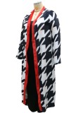 Winter White and Black Print Long Cardigans