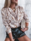 Autumn Classic Chains Print Long Sleeve Formal Blouse