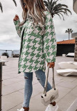 Autumn Print Green Long Blouse with Pockets