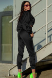 Winter Black Blank Cropped Top and Pants Tracksuit