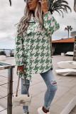 Autumn Print Green Long Blouse with Pockets