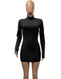 Autumn Party Sexy Black Long Sleeve Mini Bodycon Dress