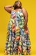 Summer Plus Size Print Strap Long Maxi Dress