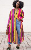 Vestido largo de blusa africana con estampado multicolor de otoño