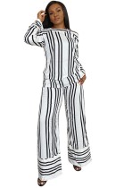 Autumn Casual Elegant Stripes Blouse and Pants 2 Piece Set