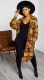 Autumn Casual Plaid Print Side Slit Long Blouse Dress