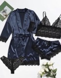 Sexy Blue Nightgown And Panty Lace Lingerie Set