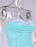 Summer Sexy Blue Off Shoulder Ruched Bodycon Dress