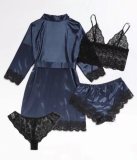Sexy Blue Nightgown And Panty Lace Lingerie Set