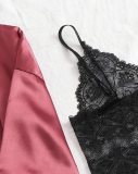 Sexy Black Nightgown And Panty Lace Lingerie Set