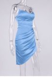 Summer Sexy Blue Straps Slit Mini Dress