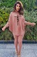 Winter Pink Printed High Neck Oversize Shirt and Tight Pants Set