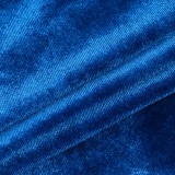 Fall Sexy Blue Velvet Long Sleeve Crop Top