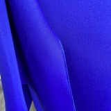 Autumn Royal Blue Off Shoulder Formal Slit Midi Dress