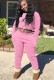 Winter Casual Pink Crop Two Piece Tracksuit