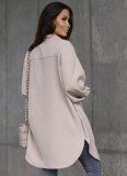 Winter Casual Fashion Kahaki Pocket Button Long Sleeve Long Coat