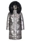 Winter Casual Dark Gray Long Puffer Jeacket with Fur Collar