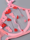 Sexy Pink Sweetheart Mesh Bra and Panty Lingerie Set